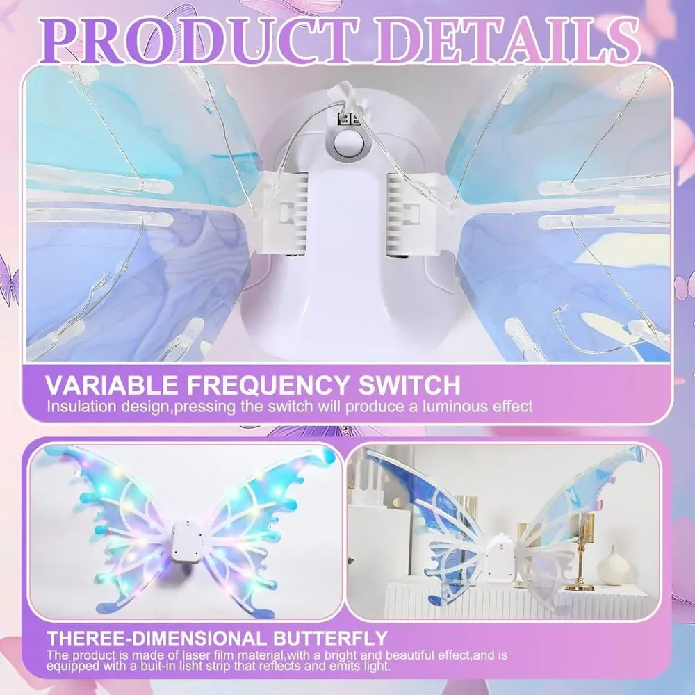 Butterfly Cake Topper Electric Musical Kinetic Wings Pink Purple Gold Flowers